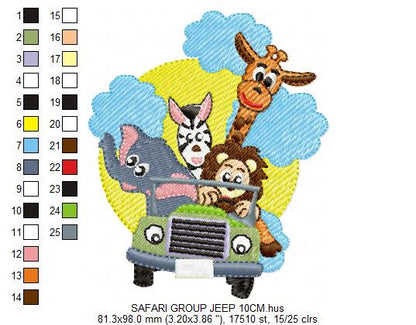 Safari embroidery designs - Animals embroidery design machine embroidery pattern - boy kid embroidery file - lion elephant giraffe zebra