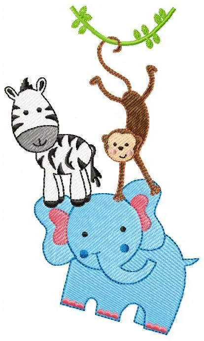 Safari animals embroidery designs - Elephant embroidery design machine embroidery pattern - Zebra and Money embroidery - instant download Marcia Embroidery