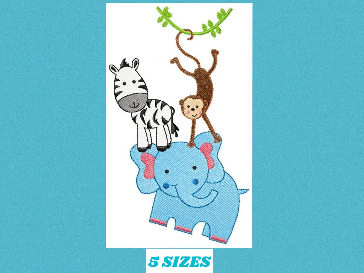 Safari animals embroidery designs - Elephant embroidery design machine embroidery pattern - Zebra and Money embroidery - instant download Marcia Embroidery