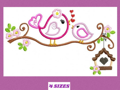 Family Bird embroidery designs - Bird with Flowers embroidery design machine embroidery pattern - Bird applique file - Instant download pes Marcia Embroidery