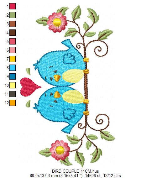 Bird embroidery designs - Birds embroidery design machine embroidery pattern - instant download filled design - baby girl embroidery birdies