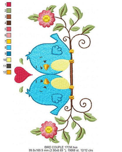 Bird embroidery designs - Birds embroidery design machine embroidery pattern - instant download filled design - baby girl embroidery birdies