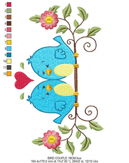 Bird embroidery designs - Birds embroidery design machine embroidery pattern - instant download filled design - baby girl embroidery birdies