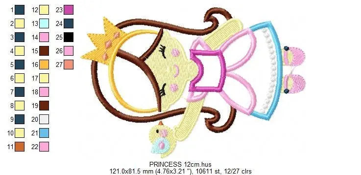 Queen embroidery designs - Disney embroidery design machine embroidery pattern - Princess applique design - baby girl embroidery file Marcia Embroidery