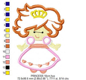 Queen embroidery designs - Princess embroidery design machine embroidery pattern - Princess applique design queen applique girl baby newborn