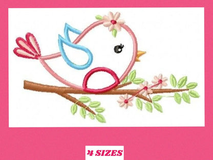 Bird embroidery designs - Bird with branch embroidery design machine embroidery pattern - instant download - bird applique design girl dove Marcia Embroidery