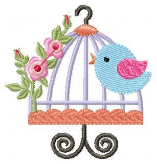 Bird embroidery designs - Birdcage embroidery design machine embroidery pattern - instant download - Kitchen embroidery digital file  flower