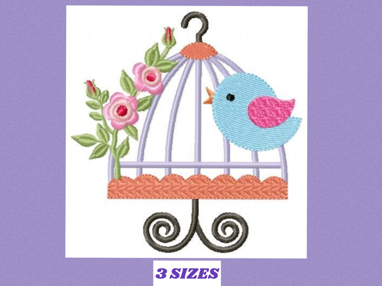 Bird embroidery designs - Birdcage embroidery design machine embroidery pattern - instant download - Kitchen embroidery digital file  flower