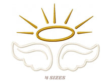 Load image into Gallery viewer, Angel wings embroidery designs - Angel embroidery design machine embroidery pattern - Angel applique design - Halo embroidery angel applique
