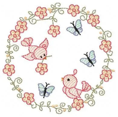 Bird embroidery designs - Birds Wreath embroidery design machine embroidery pattern - instant download flower wreath design girl embroidery Marcia Embroidery