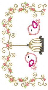 Bird embroidery designs - Birdcage embroidery design machine embroidery pattern - instant download - baby girl embroidery bird applique