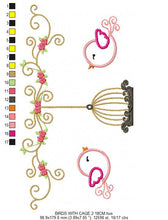 Load image into Gallery viewer, Bird embroidery designs - Birdcage embroidery design machine embroidery pattern - instant download - baby girl embroidery bird applique
