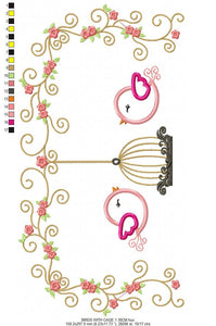 Bird embroidery designs - Birdcage embroidery design machine embroidery pattern - instant download - baby girl embroidery bird applique