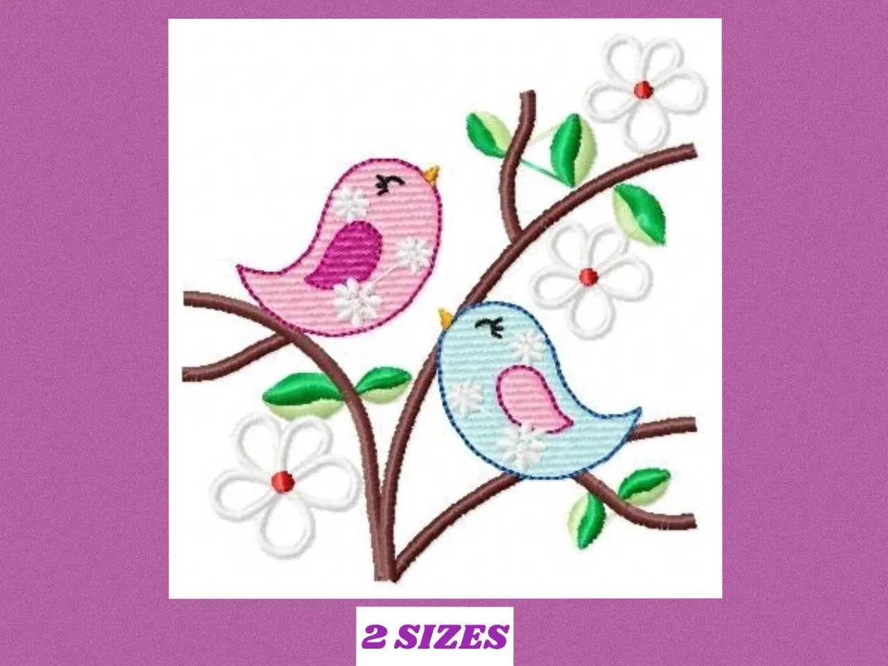 Bird Family embroidery designs - Bird with tree and flowers machine embroidery pattern -  - Cherry blossom tree - Instant download pes jef Marcia Embroidery