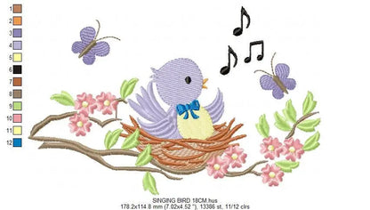 Bird embroidery designs - Birdnest embroidery design machine embroidery pattern - instant download - singing bird embroidery file spring Marcia Embroidery