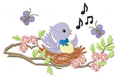 Bird embroidery designs - Birdnest embroidery design machine embroidery pattern - instant download - singing bird embroidery file spring Marcia Embroidery