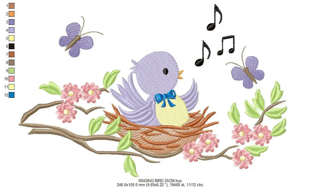Bird embroidery designs - Birdnest embroidery design machine embroidery pattern - instant download - singing bird embroidery file spring Marcia Embroidery