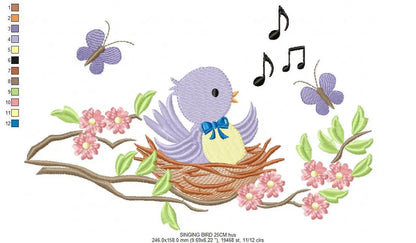 Bird embroidery designs - Birdnest embroidery design machine embroidery pattern - instant download - singing bird embroidery file spring Marcia Embroidery