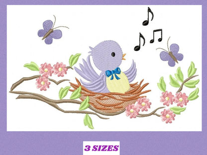 Bird embroidery designs - Birdnest embroidery design machine embroidery pattern - instant download - singing bird embroidery file spring Marcia Embroidery