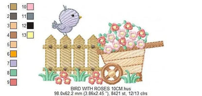 Bird embroidery designs - Garden embroidery design machine embroidery pattern - Bird with flowers design - baby girl embroidery file Marcia Embroidery