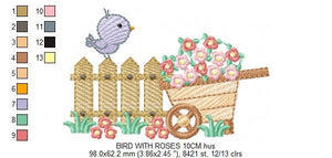 Bird embroidery designs - Garden embroidery design machine embroidery pattern - Bird with flowers design - baby girl embroidery file