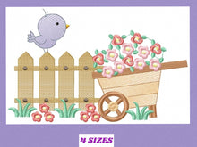 Charger l&#39;image dans la galerie, Bird embroidery designs - Garden embroidery design machine embroidery pattern - Bird with flowers design - baby girl embroidery file
