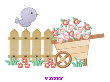 Cargar imagen en el visor de la galería, Bird embroidery designs - Garden embroidery design machine embroidery pattern - Bird with flowers design - baby girl embroidery file
