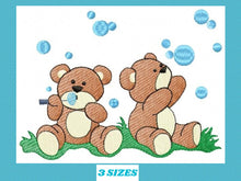 Cargar imagen en el visor de la galería, Bear blowing bubbles embroidery designs - Bear embroidery design machine embroidery pattern - Baby boy embroidery file - Children designs
