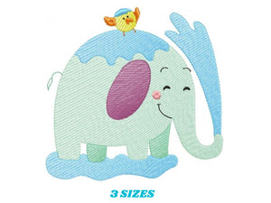 Animal embroidery designs - Happy elephant embroidery design machine embroidery pattern - Summer embroidery file - instant digital download