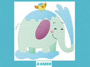 Animal embroidery designs - Happy elephant embroidery design machine embroidery pattern - Summer embroidery file - instant digital download