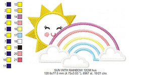 Cloud embroidery design - Rainbow embroidery designs machine embroidery pattern - Baby girl embroidery file - newborn nursery digital file