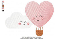 Carica l&#39;immagine nel visualizzatore di Gallery, Balloon embroidery designs - Hot air balloon embroidery design machine embroidery pattern - Clouds embroidery Heart embroidery cloud design
