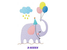 Cargar imagen en el visor de la galería, Birthday Party Elephant embroidery designs - Animal with balloons embroidery design machine embroidery pattern  Elephant embroidery download
