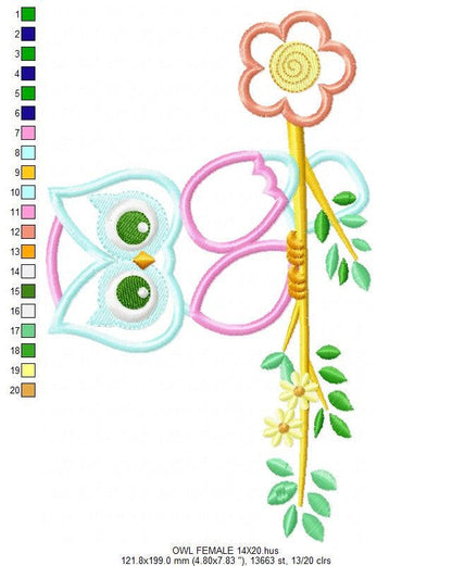 Owl embroidery design - Owl on branch embroidery design machine embroidery pattern - kitchen embroidery file - owl applique design digital