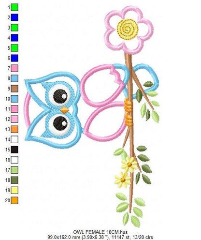 Owl embroidery design - Owl on branch embroidery design machine embroidery pattern - kitchen embroidery file - owl applique design digital