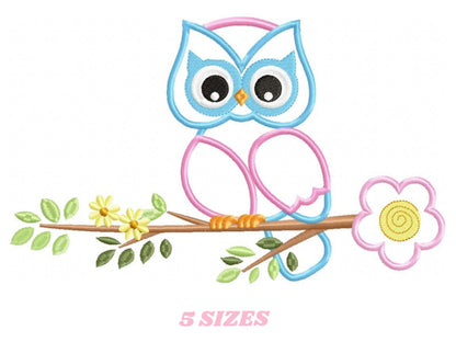 Owl embroidery design - Owl on branch embroidery design machine embroidery pattern - kitchen embroidery file - owl applique design digital