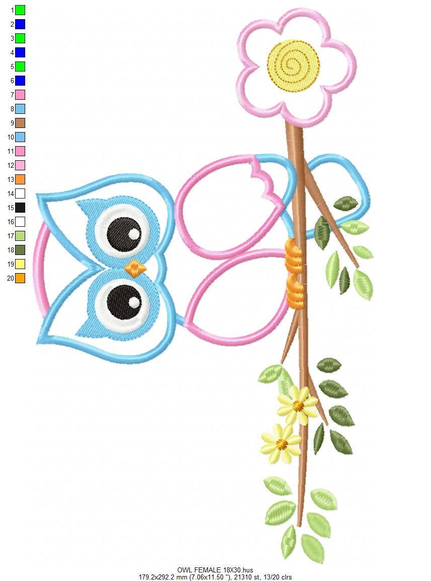 Owl embroidery design - Owl on branch embroidery design machine embroidery pattern - kitchen embroidery file - owl applique design digital
