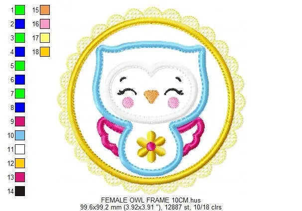 Owl embroidery design - Birds embroidery design machine embroidery pattern - Kitchen embroidery file - owl applique design with frame Marcia Embroidery