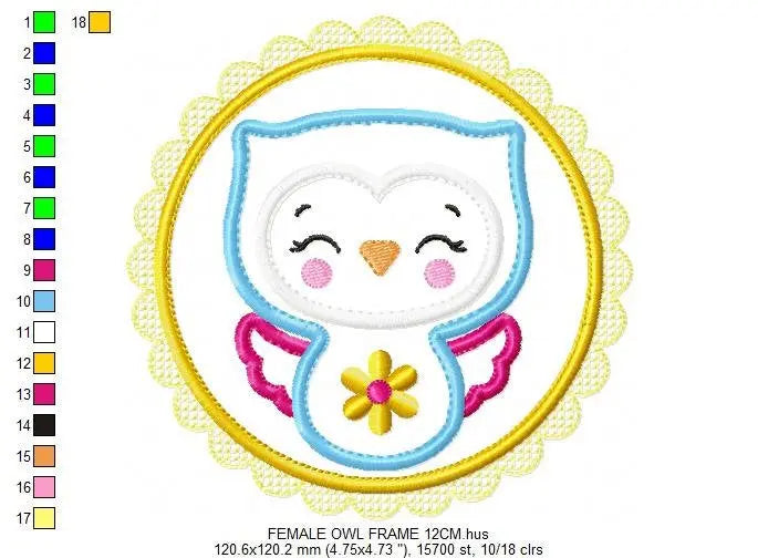 Owl embroidery design - Birds embroidery design machine embroidery pattern - Kitchen embroidery file - owl applique design with frame Marcia Embroidery