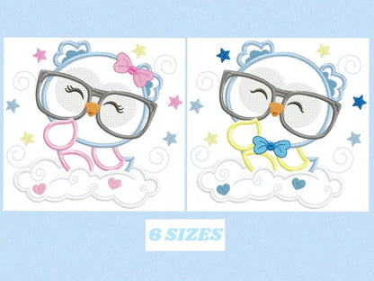 Owl embroidery design - Owl with glasses embroidery design machine embroidery pattern - baby embroidery file - owl applique reading pillow Marcia Embroidery