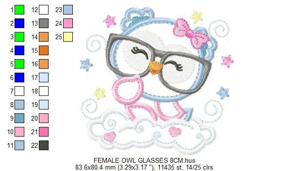 Owl embroidery design - Owl with glasses embroidery design machine embroidery pattern - baby embroidery file - owl applique reading pillow Marcia Embroidery