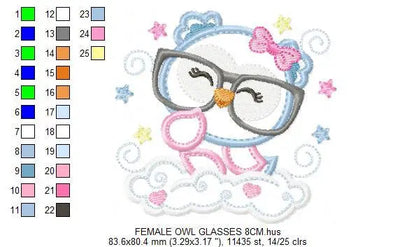 Owl embroidery design - Owl with glasses embroidery design machine embroidery pattern - baby embroidery file - owl applique reading pillow Marcia Embroidery