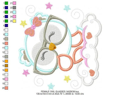 Owl embroidery design - Owl with glasses embroidery design machine embroidery pattern - baby embroidery file - owl applique reading pillow Marcia Embroidery