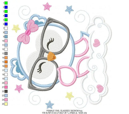 Owl embroidery design - Owl with glasses embroidery design machine embroidery pattern - baby embroidery file - owl applique reading pillow Marcia Embroidery