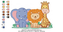 Charger l&#39;image dans la galerie, Safari embroidery designs - Animals embroidery design machine embroidery pattern - Giraffe embroidery file - lion embroidery lion elephant
