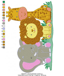Safari embroidery designs - Animals embroidery design machine embroidery pattern - Giraffe embroidery file - lion embroidery lion elephant