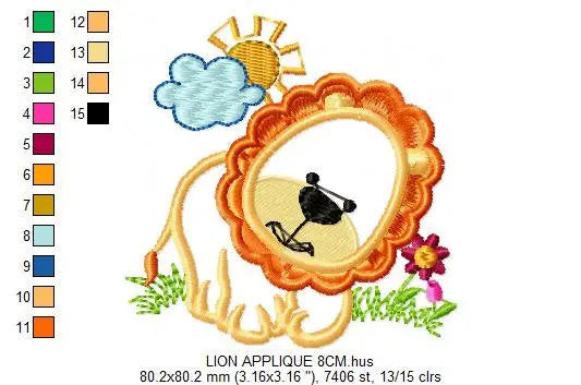 Lion embroidery designs - Safari embroidery design machine embroidery pattern - Animal embroidery file - lion applique design download Marcia Embroidery