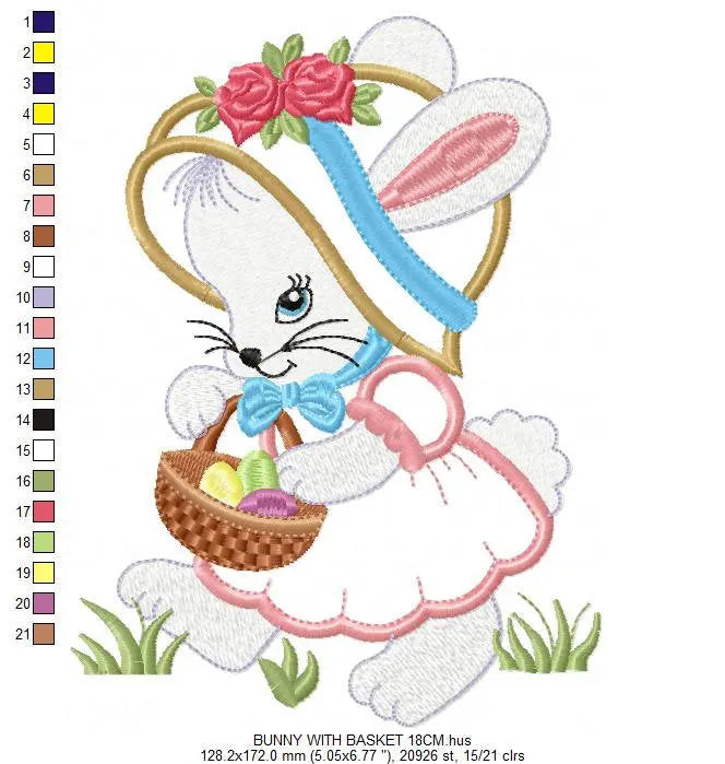 Bunny embroidery design - Rabbit embroidery designs machine embroidery pattern - baby embroidery file - kid embroidery rabbit with basket Marcia Embroidery