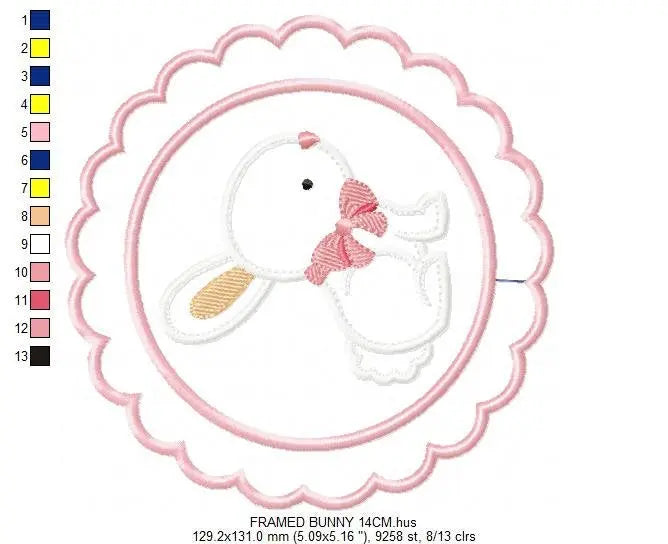 Bunny embroidery design - Rabbit embroidery designs machine embroidery pattern - baby embroidery file - kid embroidery rabbit with frame Marcia Embroidery