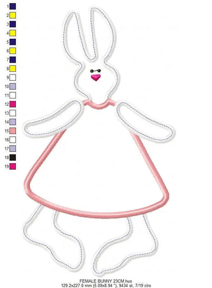 Bunny embroidery design - Rabbit embroidery designs machine embroidery pattern - baby girl embroidery file - rabbit applique design download Marcia Embroidery